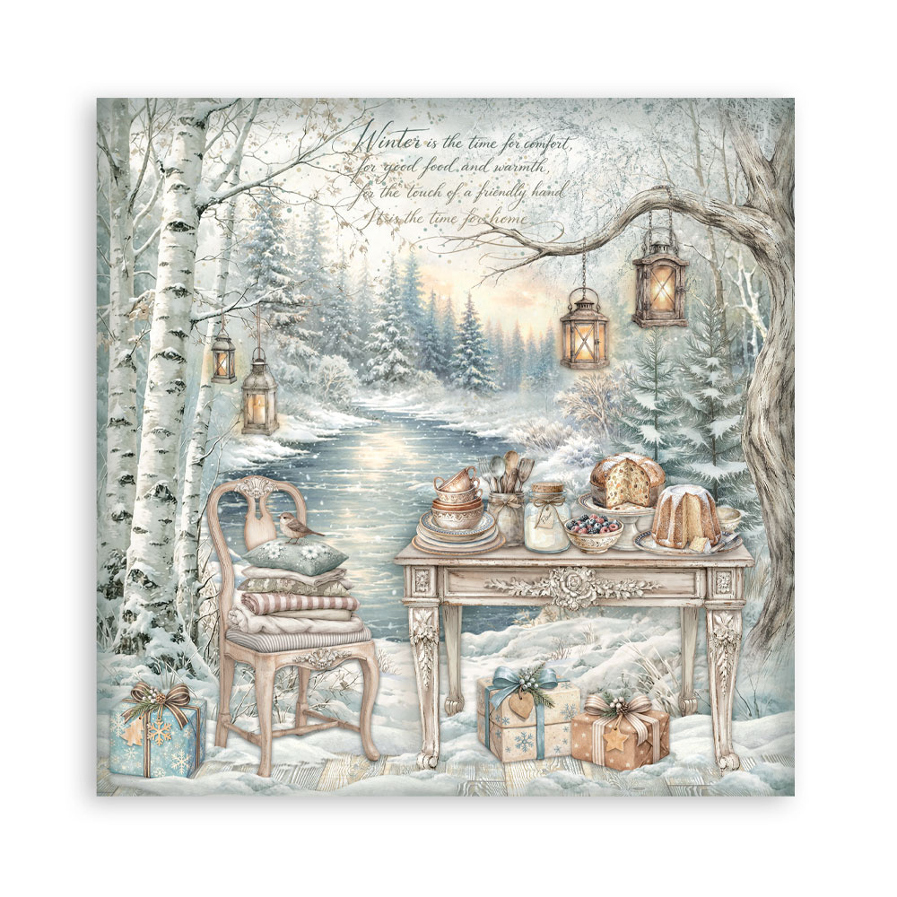 Stamperia Scrapbooking Printed Pad for Art and Craft 22 sheets cm 30,5x30,5 (12"x12") Single face - White Christmas