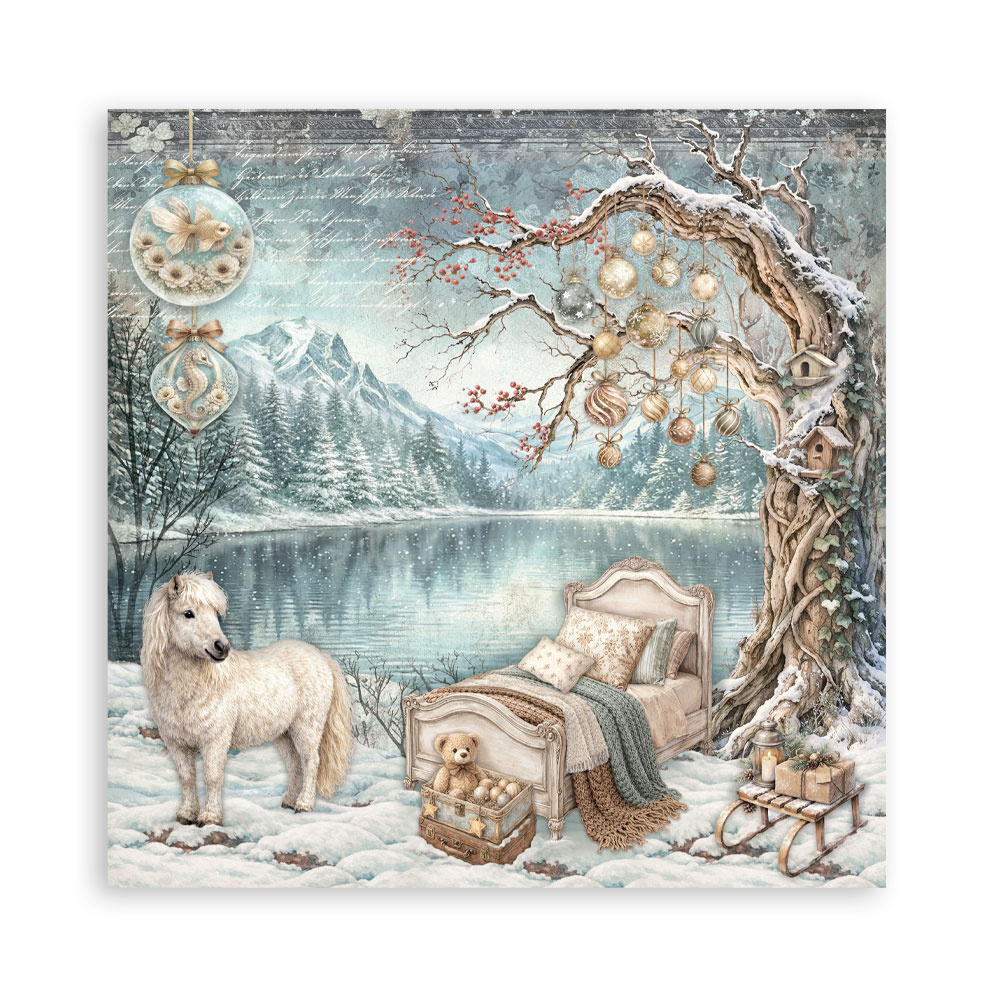 Stamperia Scrapbooking Printed Pad for Art and Craft 22 sheets cm 30,5x30,5 (12"x12") Single face - White Christmas