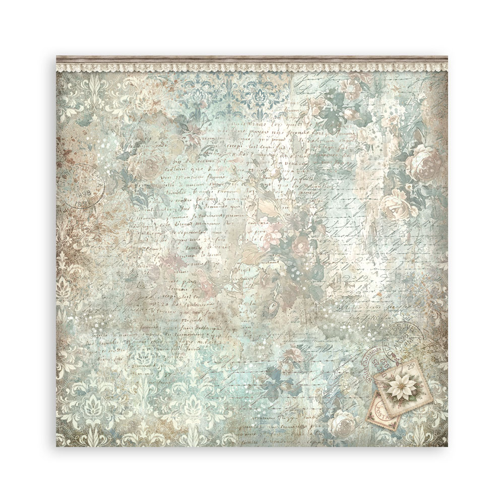 Stamperia Scrapbooking Printed Pad for Art and Craft 22 sheets cm 20,3X20,3 (8"X8") Single Face White Christmas