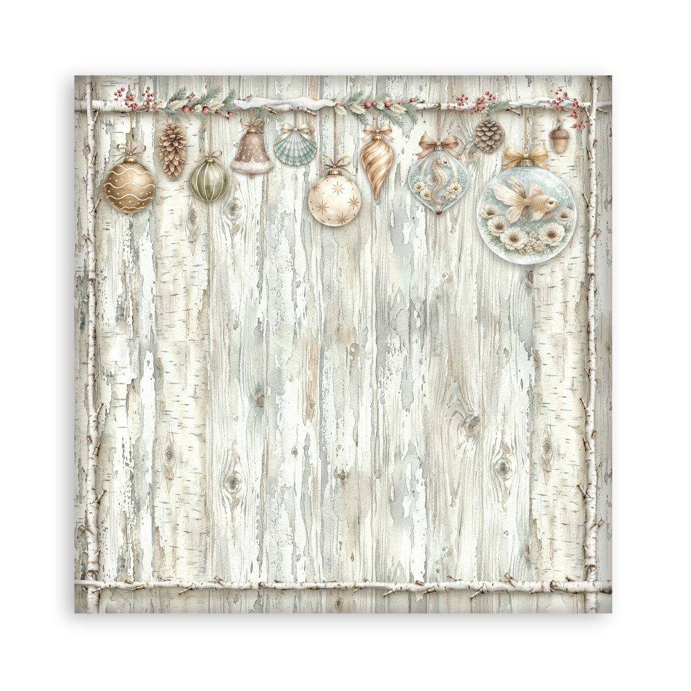 Stamperia Scrapbooking Printed Pad for Art and Craft 22 sheets cm 20,3X20,3 (8"X8") Single Face White Christmas