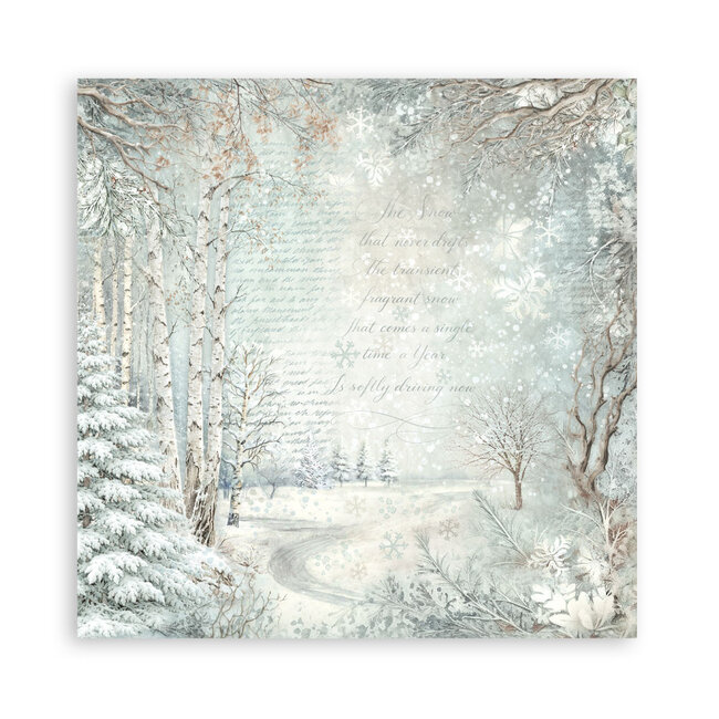 Stamperia Scrapbooking Printed Pad for Art and Craft 22 sheets cm 20,3X20,3 (8"X8") Single Face White Christmas