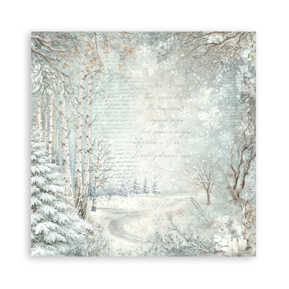 Stamperia Scrapbooking Printed Pad for Art and Craft 22 sheets cm 20,3X20,3 (8"X8") Single Face White Christmas