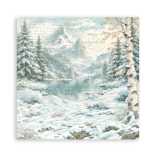 Stamperia Scrapbooking Printed Pad for Art and Craft 22 sheets cm 20,3X20,3 (8"X8") Single Face White Christmas