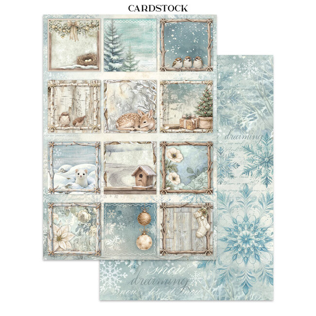 Stamperia Printed Art Junk journal: stickers, cut-outs, backgrounds for Art and Craft - White Christmas