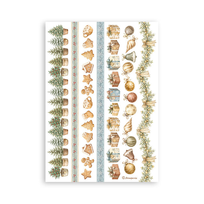 Stamperia Printed Washi pad for Art and Craft A5 8 sheets - White Christmas