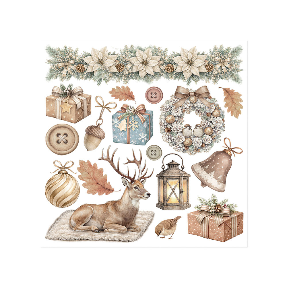 Stamperia Printed Decorative Rub on kit for Art and Craft cm 15,5x15,5 - White Christmas