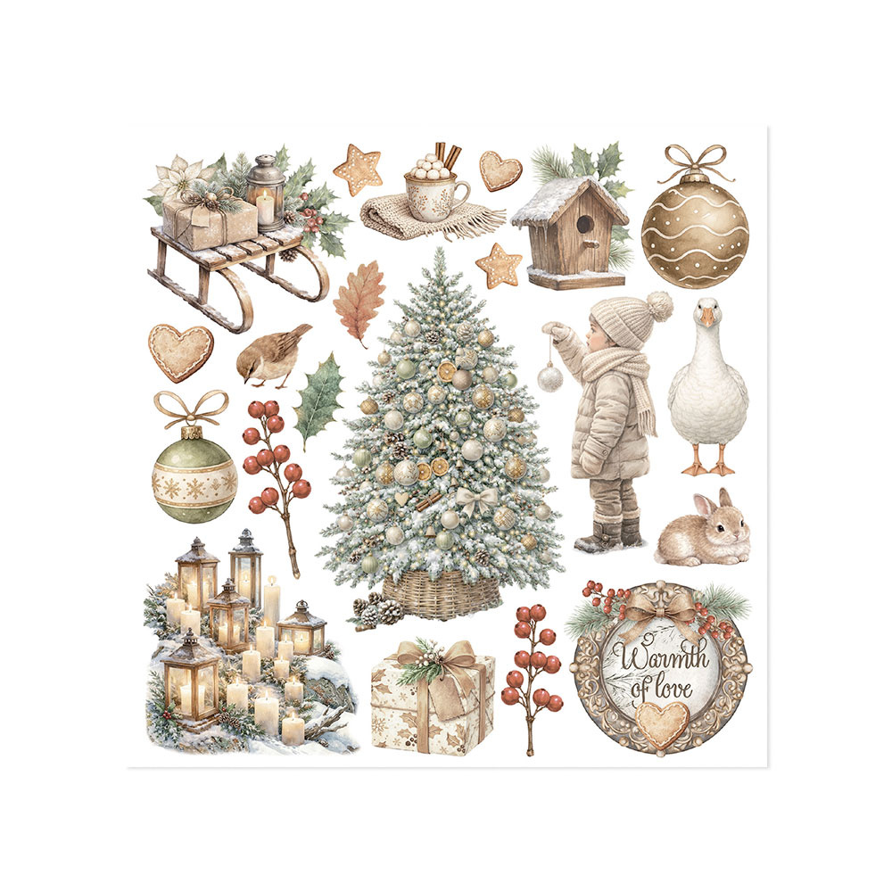 Stamperia Printed Decorative Rub on kit for Art and Craft cm 15,5x15,5 - White Christmas