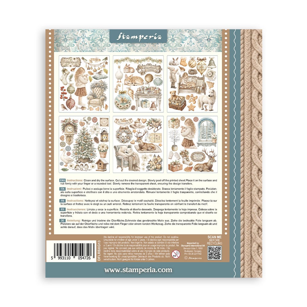 Stamperia Printed Decorative Rub on selection for Art and Craft cm 20,5x23 - White Christmas