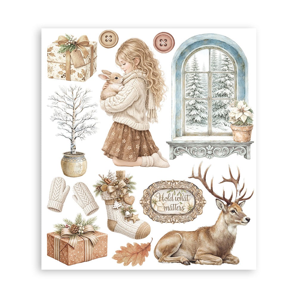 Stamperia Printed Decorative Rub on selection for Art and Craft cm 20,5x23 - White Christmas