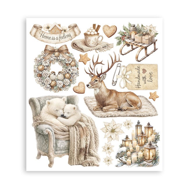 Stamperia Printed Decorative Rub on selection for Art and Craft cm 20,5x23 - White Christmas