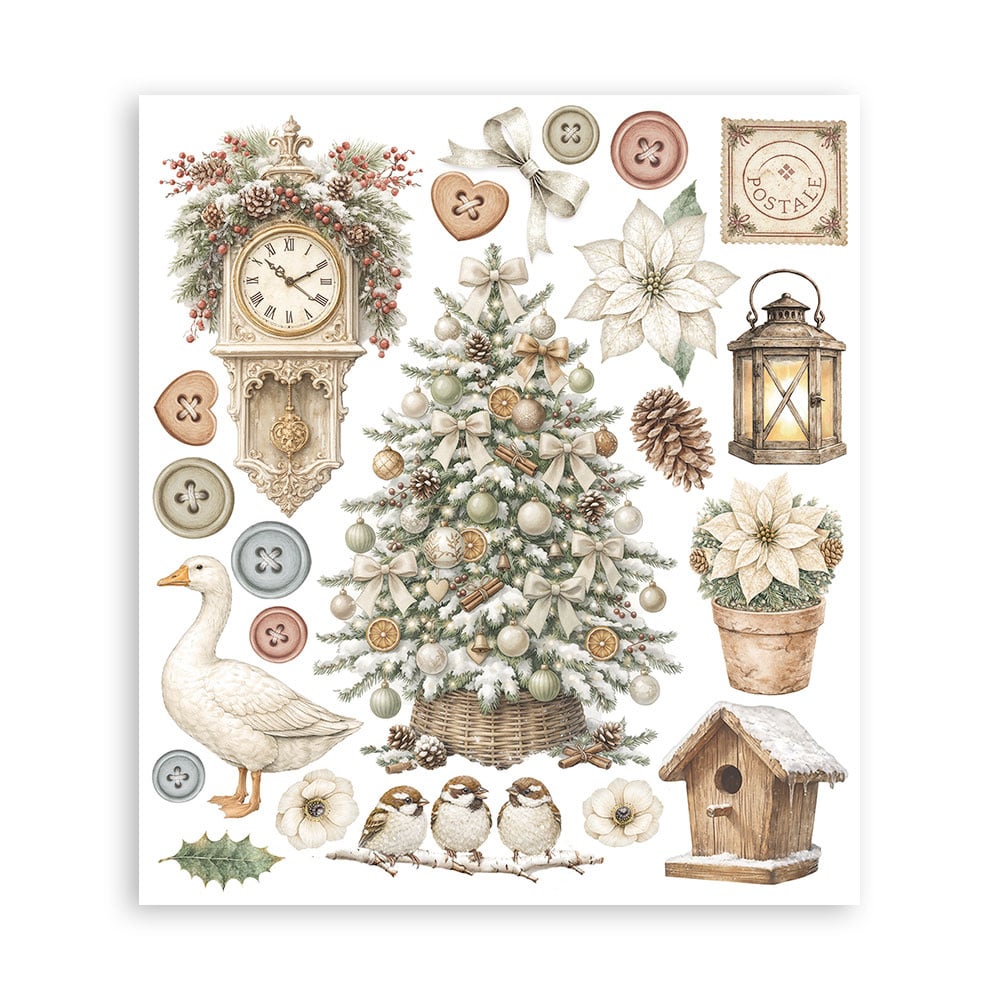 Stamperia Printed Decorative Rub on selection for Art and Craft cm 20,5x23 - White Christmas