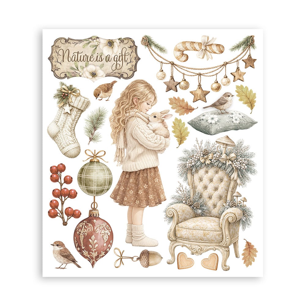 Stamperia Printed Decorative Rub on selection for Art and Craft cm 20,5x23 - White Christmas