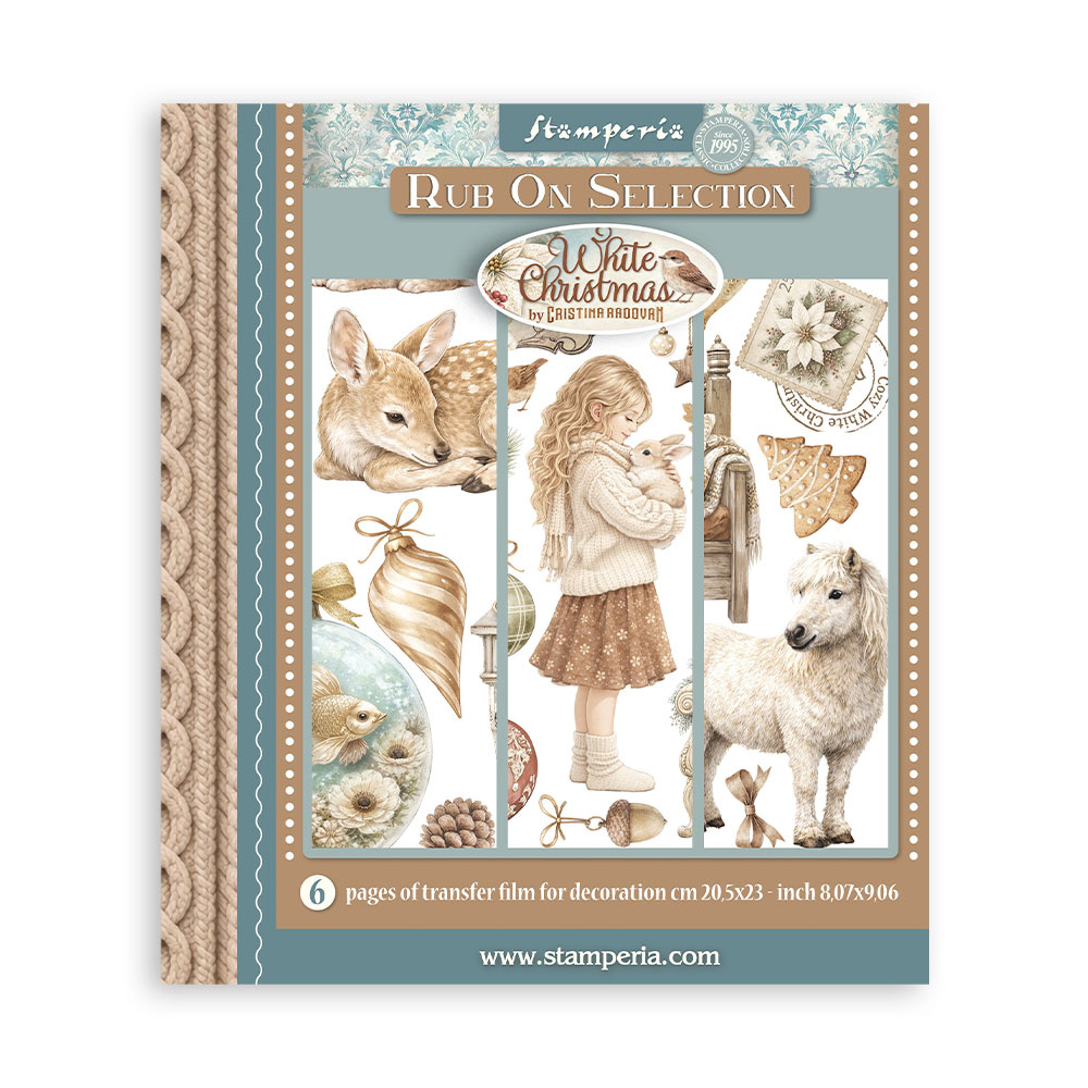 Stamperia Printed Decorative Rub on selection for Art and Craft cm 20,5x23 - White Christmas