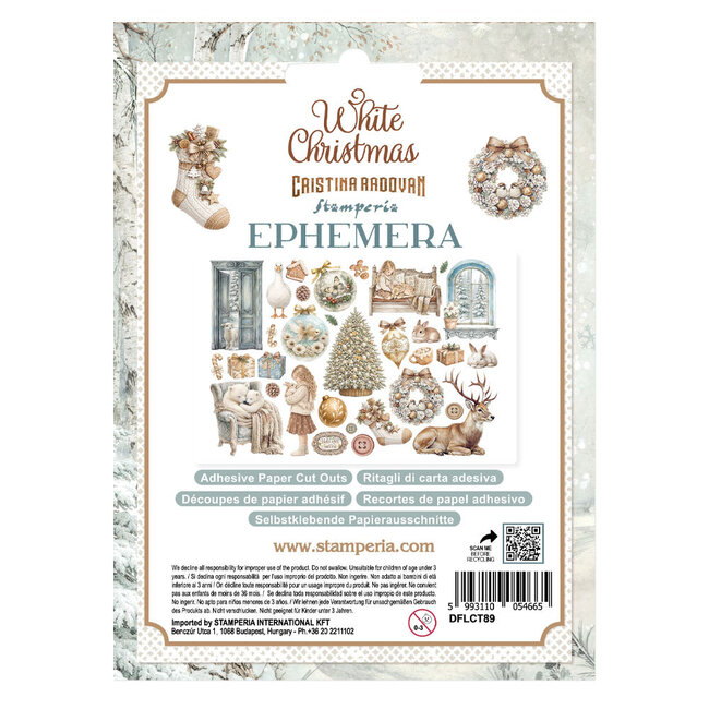 Stamperia Printed Decorative Ephemera for Art and Craft - White Christmas
