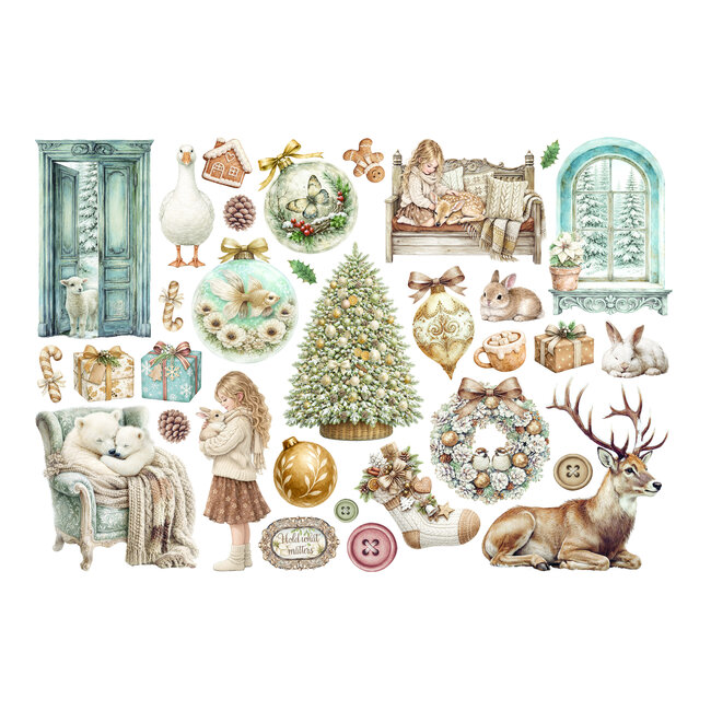 Stamperia Printed Decorative Ephemera for Art and Craft - White Christmas