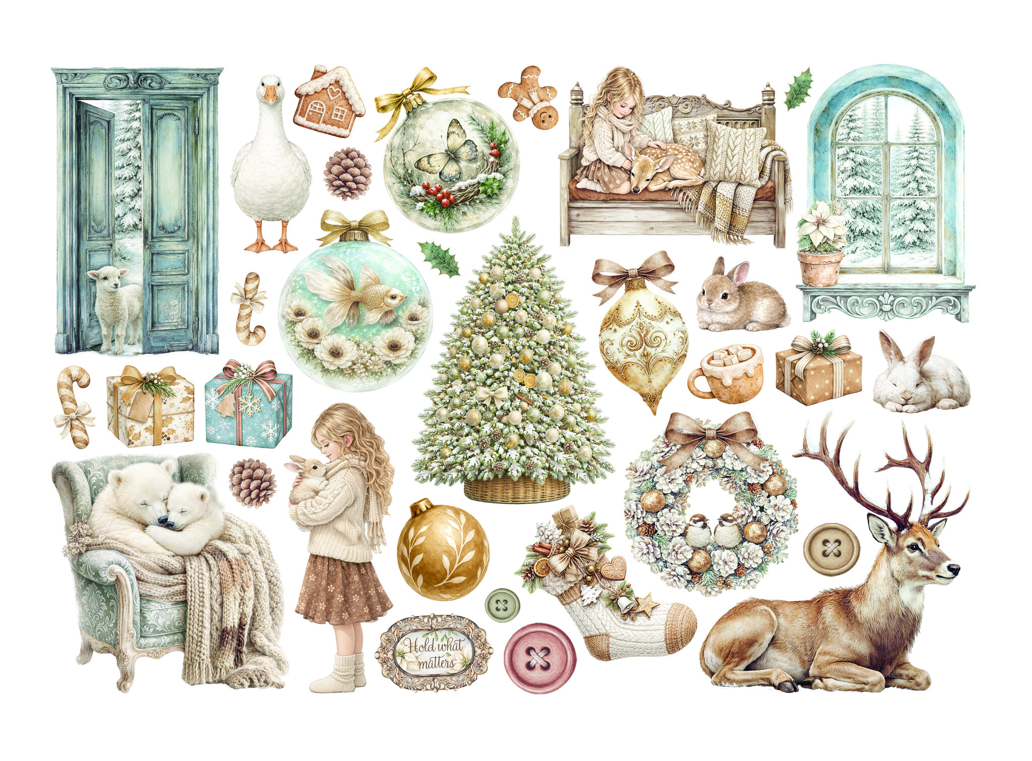Stamperia Printed Decorative Ephemera for Art and Craft - White Christmas