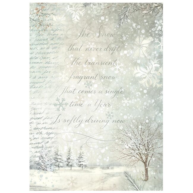 Stamperia Printed 8 Rice paper A6 backgrounds selection for Art and Craft - White Christmas