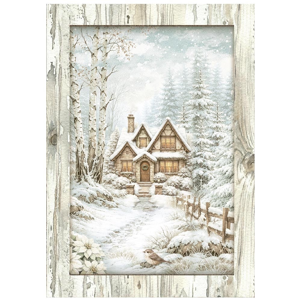 Stamperia Printed Mini Rice paper A6 8 sheets for Art and Craft - White Christmas