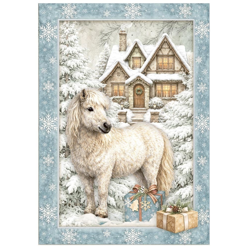 Stamperia Printed Mini Rice paper A6 8 sheets for Art and Craft - White Christmas