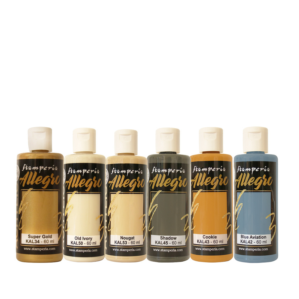 Stamperia Allegro selection for Art and Craft 6 colours - White Christmas