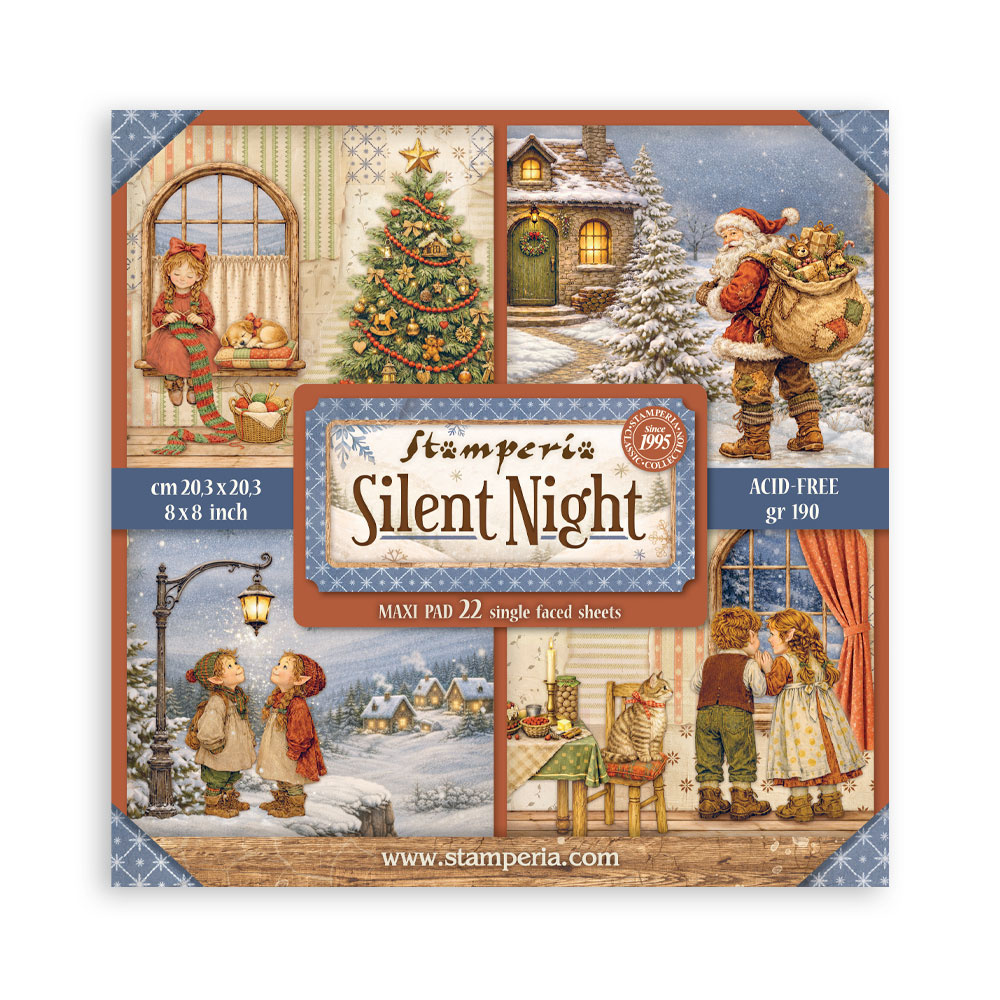 Stamperia Scrapbooking Printed Pad for Art and Craft 22 sheets cm 20,3X20,3 (8"X8") Single Face Silent Night