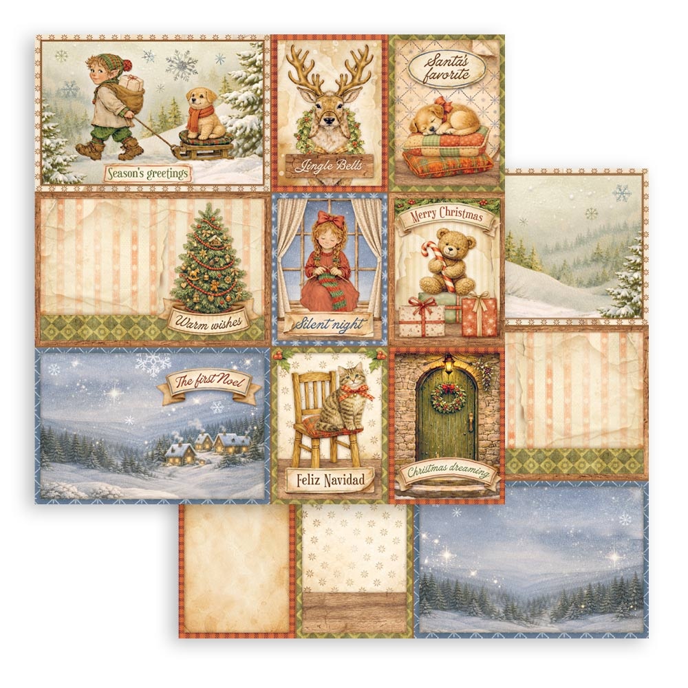 Stamperia Printed Double Face scrapbooking sheet for Art and Craft - Silent Night mixed cards