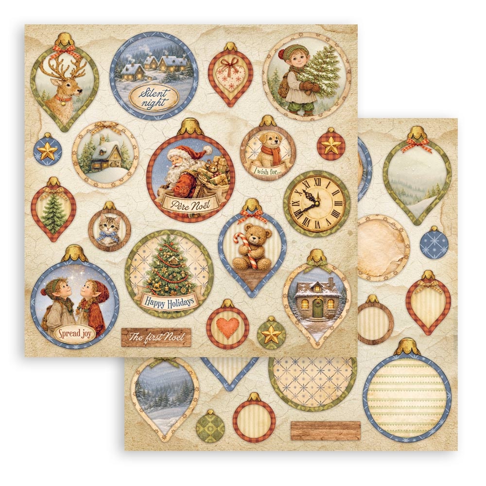 Stamperia Printed Double Face scrapbooking sheet for Art and Craft - Silent Night balls