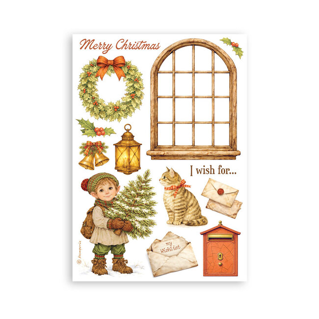 Stamperia Printed Washi pad for Art and Craft A5 8 sheets - Silent Night