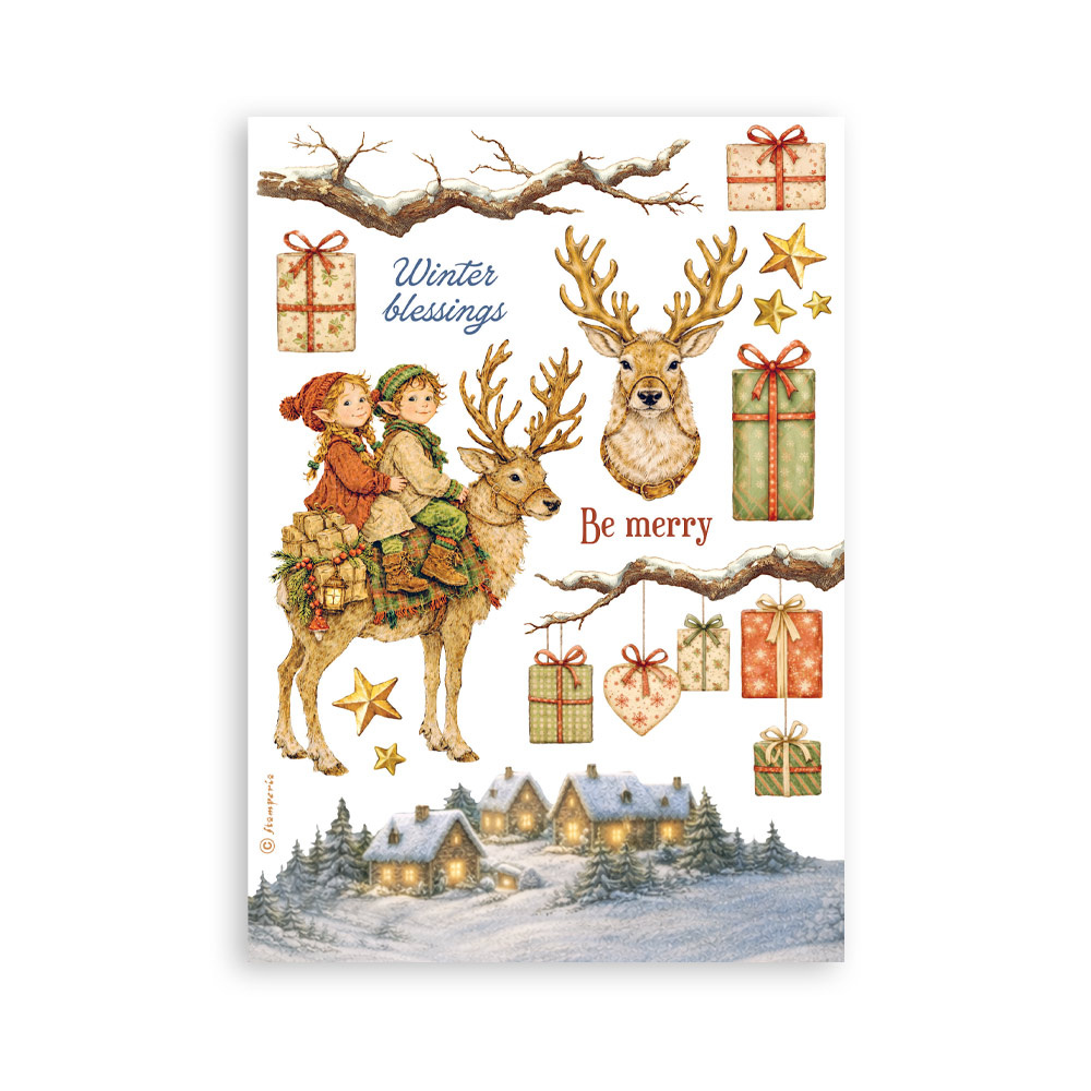 Stamperia Printed Washi pad for Art and Craft A5 8 sheets - Silent Night
