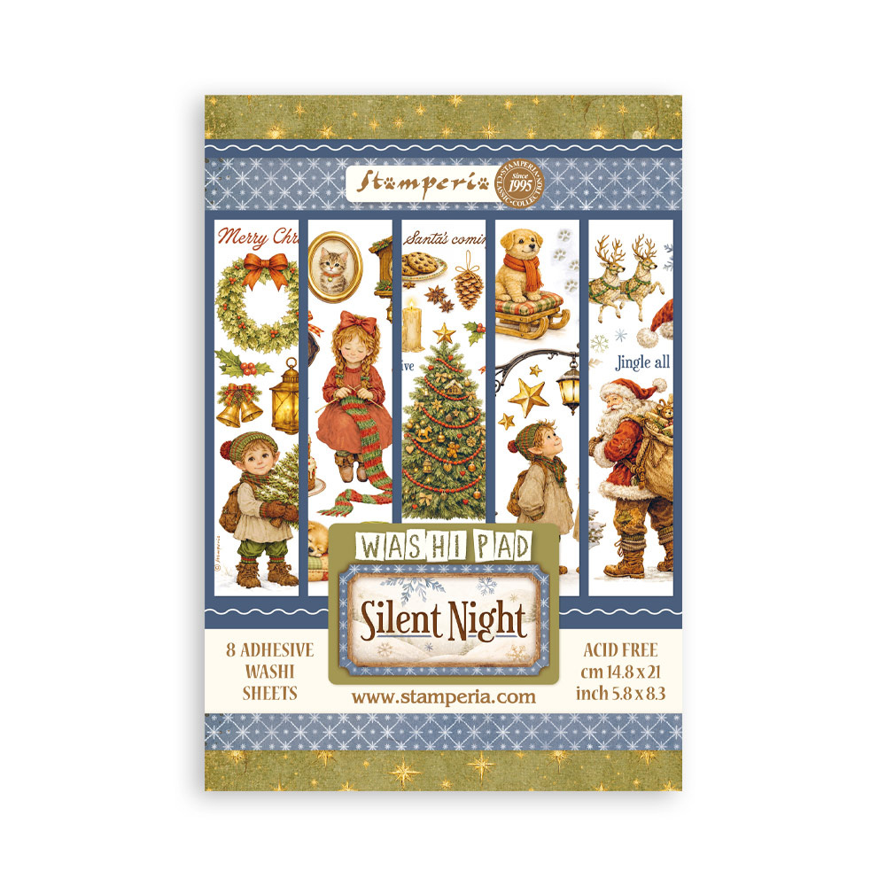 Stamperia Printed Washi pad for Art and Craft A5 8 sheets - Silent Night