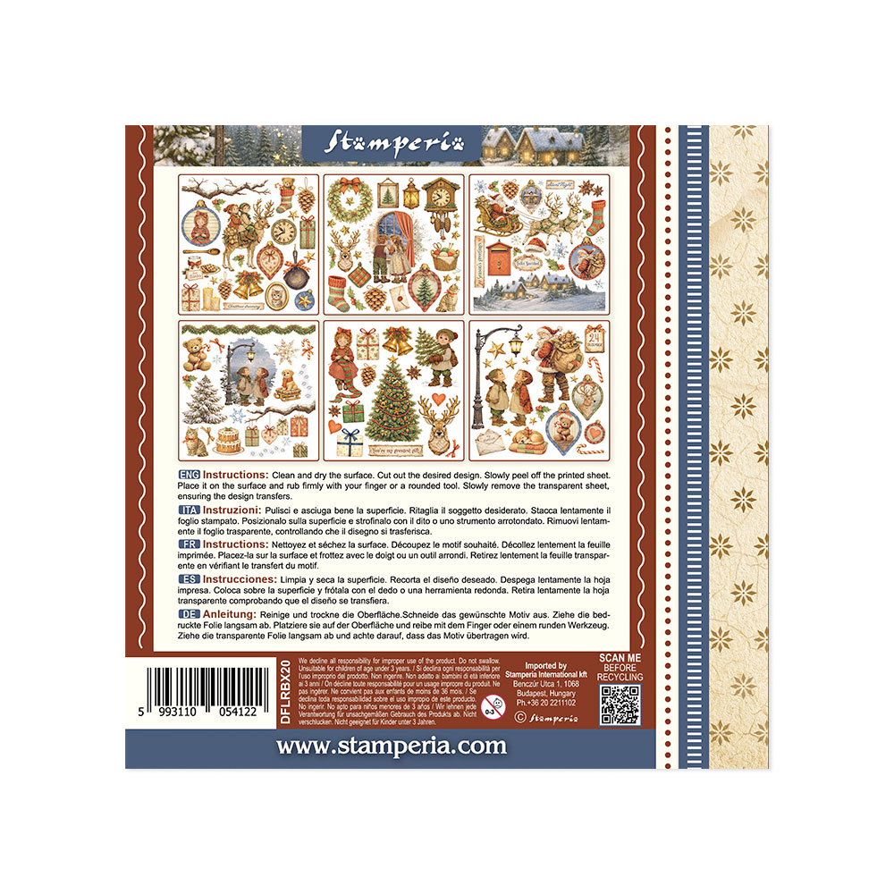 Stamperia Printed Decorative Rub on kit for Art and Craft cm 15,5x15,5 - Silent Night