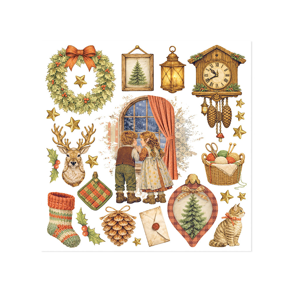 Stamperia Printed Decorative Rub on kit for Art and Craft cm 15,5x15,5 - Silent Night