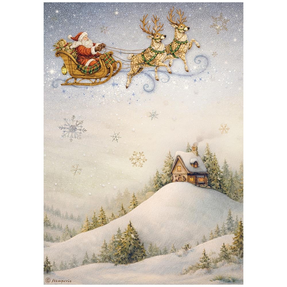 Stamperia Printed 6 Rice paper A4 selection for Art and Craft - Silent Night