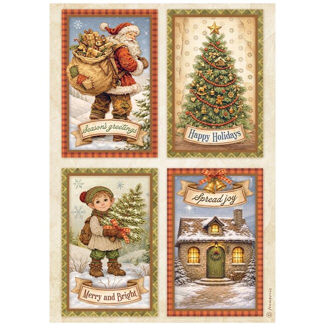 Stamperia Printed 6 Rice paper A4 selection for Art and Craft - Silent Night