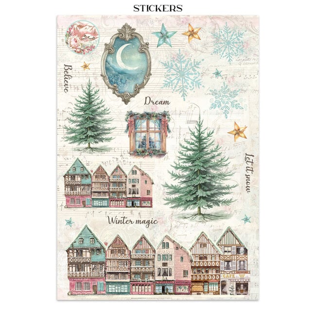 Stamperia Printed Art Junk journal: stickers, cut-outs, backgrounds for Art and Craft - Winter Magic