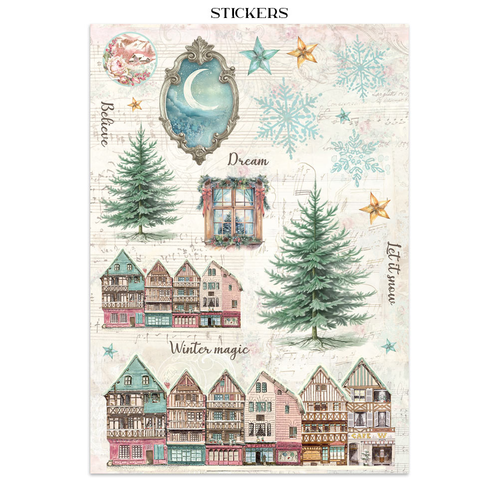 Stamperia Printed Art Junk journal: stickers, cut-outs, backgrounds for Art and Craft - Winter Magic