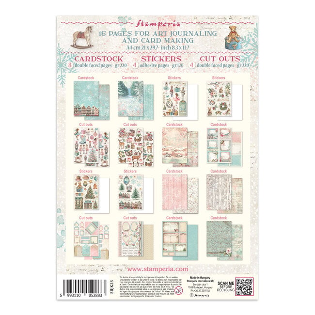 Stamperia Printed Art Junk journal: stickers, cut-outs, backgrounds for Art and Craft - Winter Magic