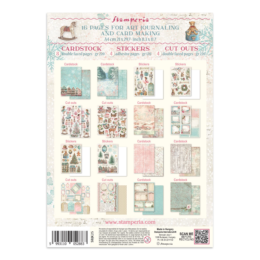 Stamperia Printed Art Junk journal: stickers, cut-outs, backgrounds for Art and Craft - Winter Magic