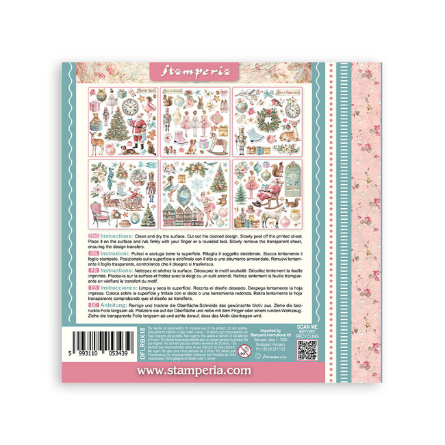 Stamperia Printed Decorative Rub on kit for Art and Craft cm 15,5x15,5 - Winter Magic