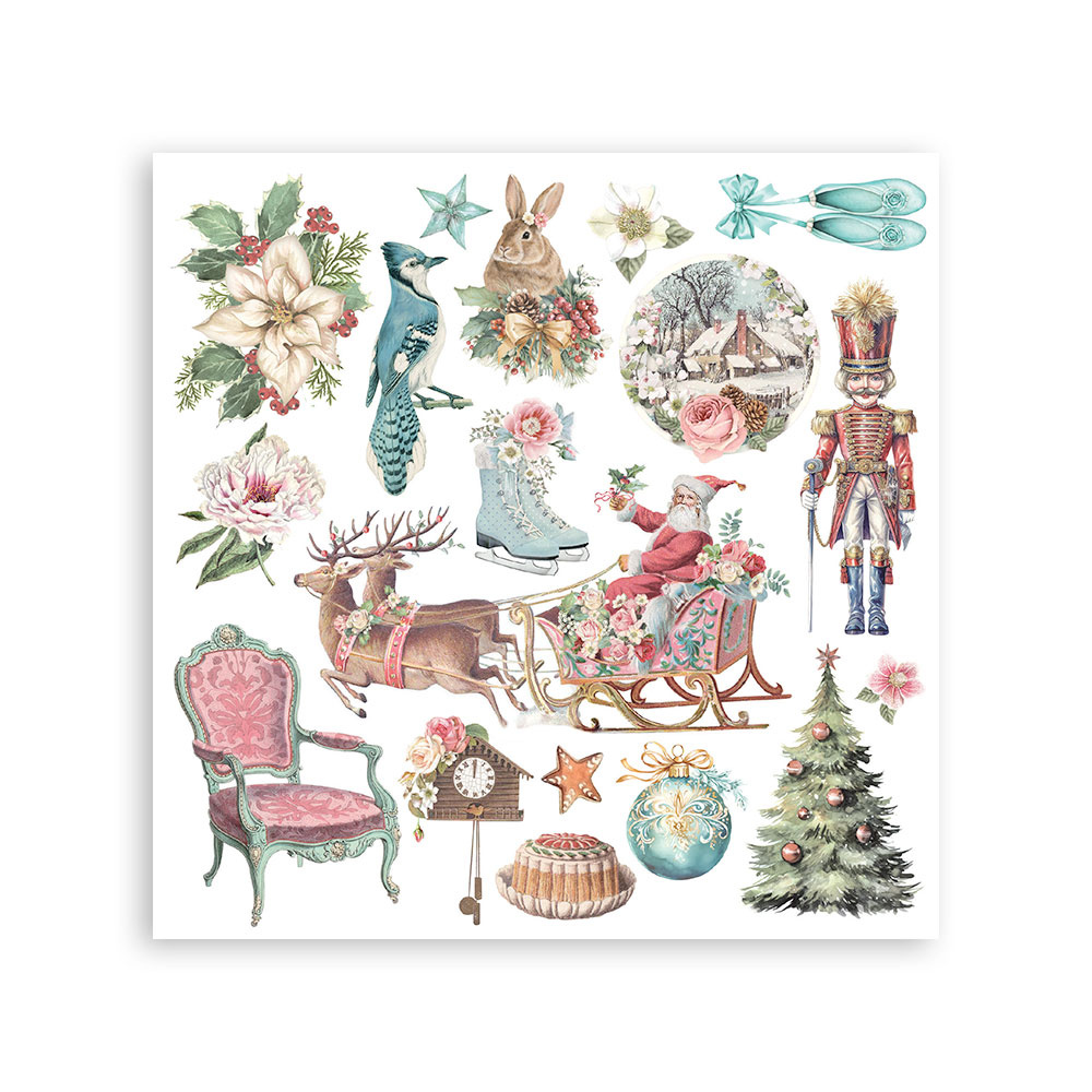 Stamperia Printed Decorative Rub on kit for Art and Craft cm 15,5x15,5 - Winter Magic
