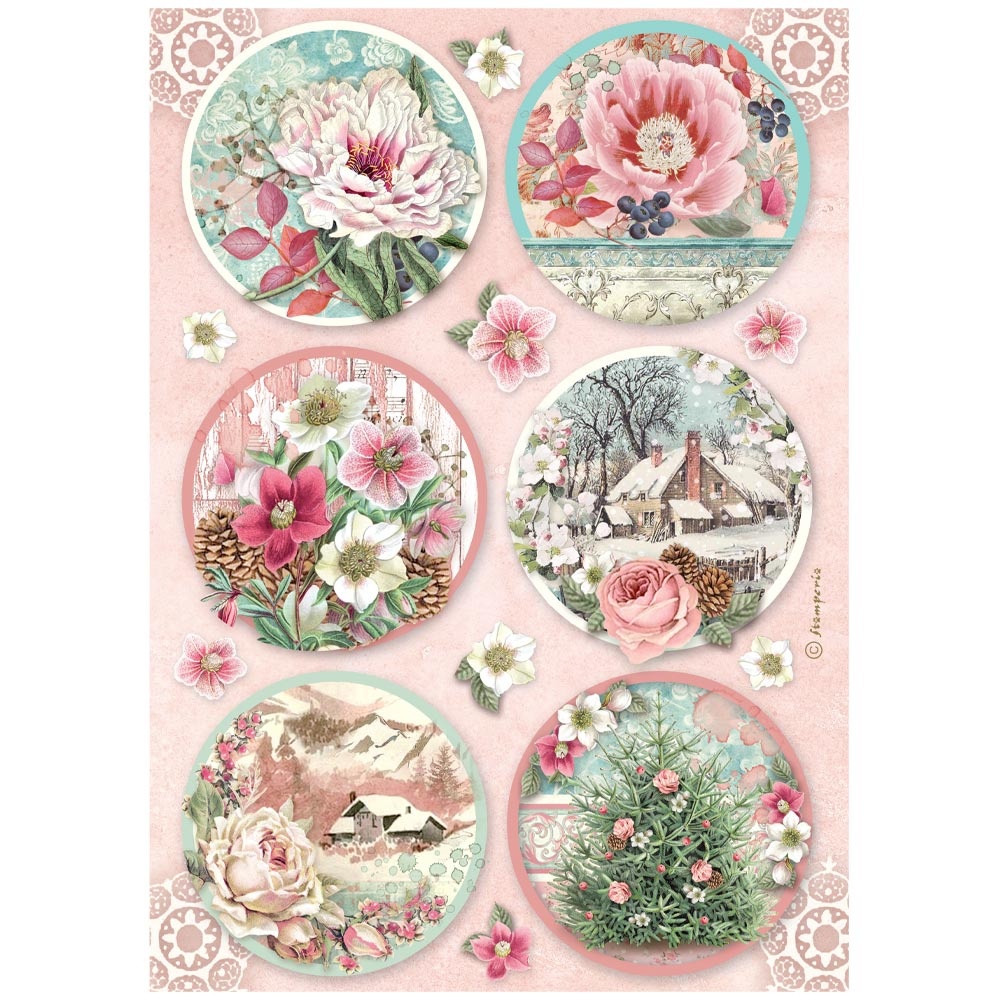 Stamperia Printed A4 Rice paper for Art and Craft - Winter Magic rounds