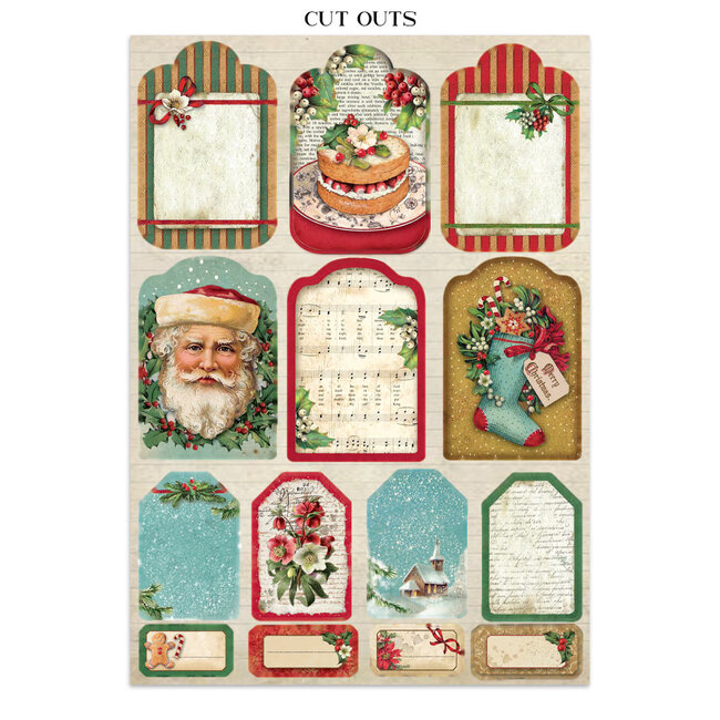 Stamperia Printed Art Junk journal: stickers, cut-outs, backgrounds for Art and Craft - Classic Christmas