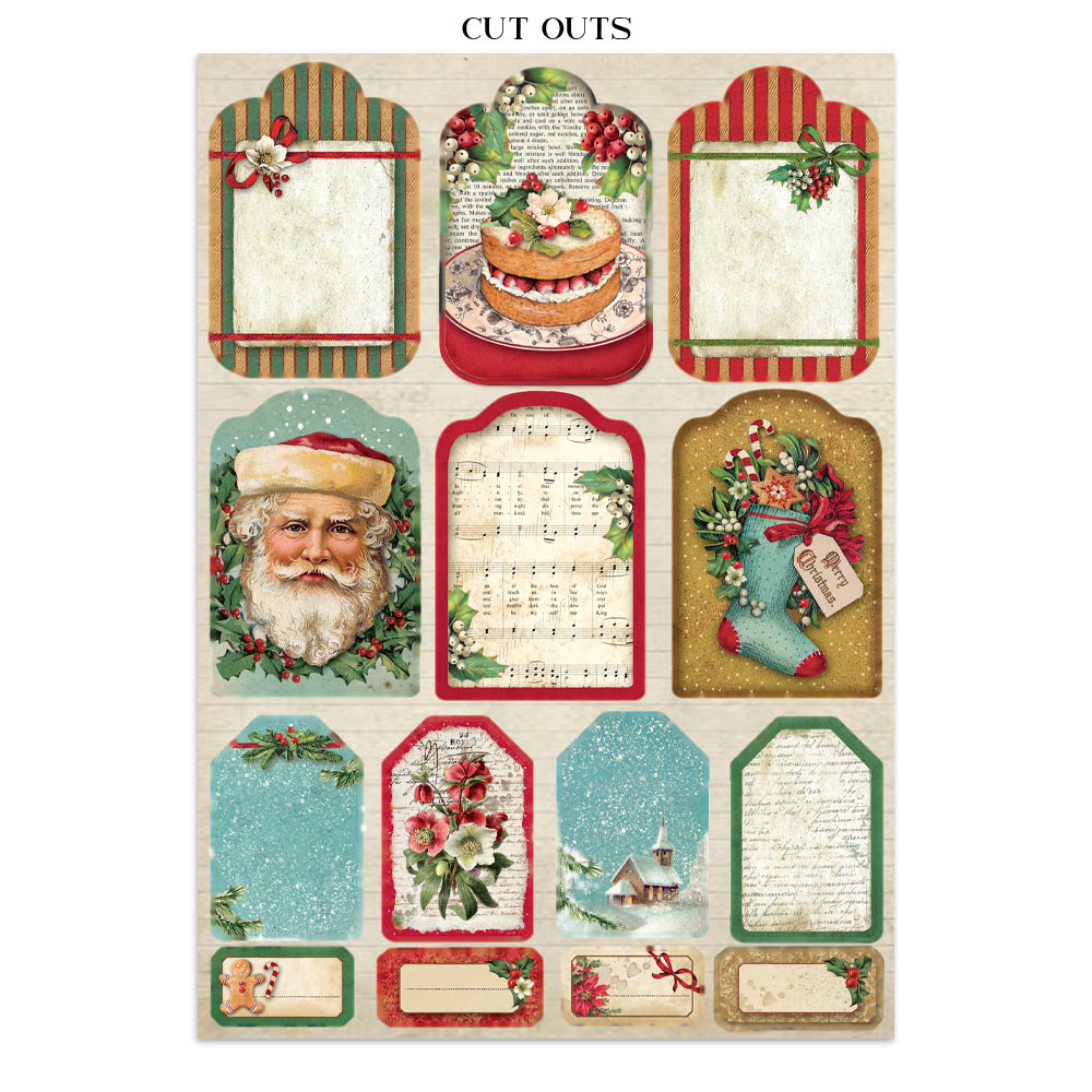 Stamperia Printed Art Junk journal: stickers, cut-outs, backgrounds for Art and Craft - Classic Christmas