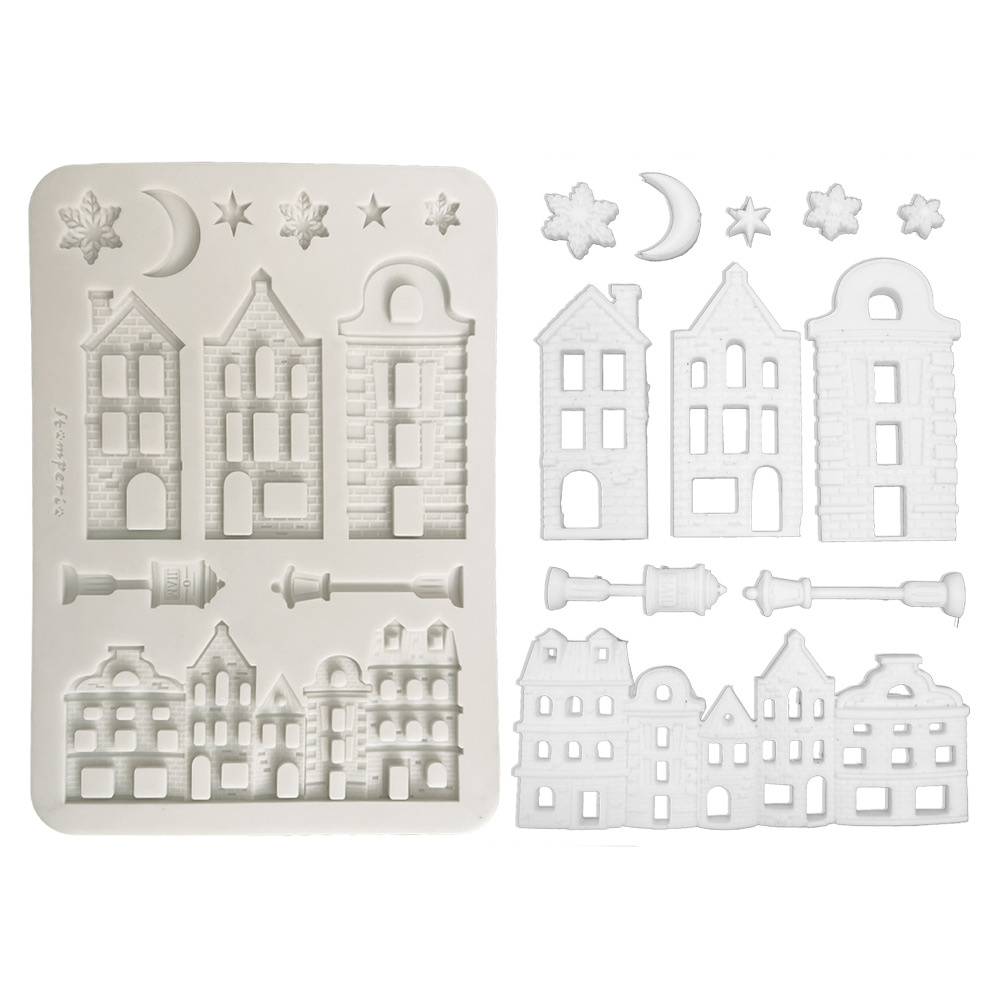 Stamperia Silicon mould Designs A5 for Art and Craft - Christmas village