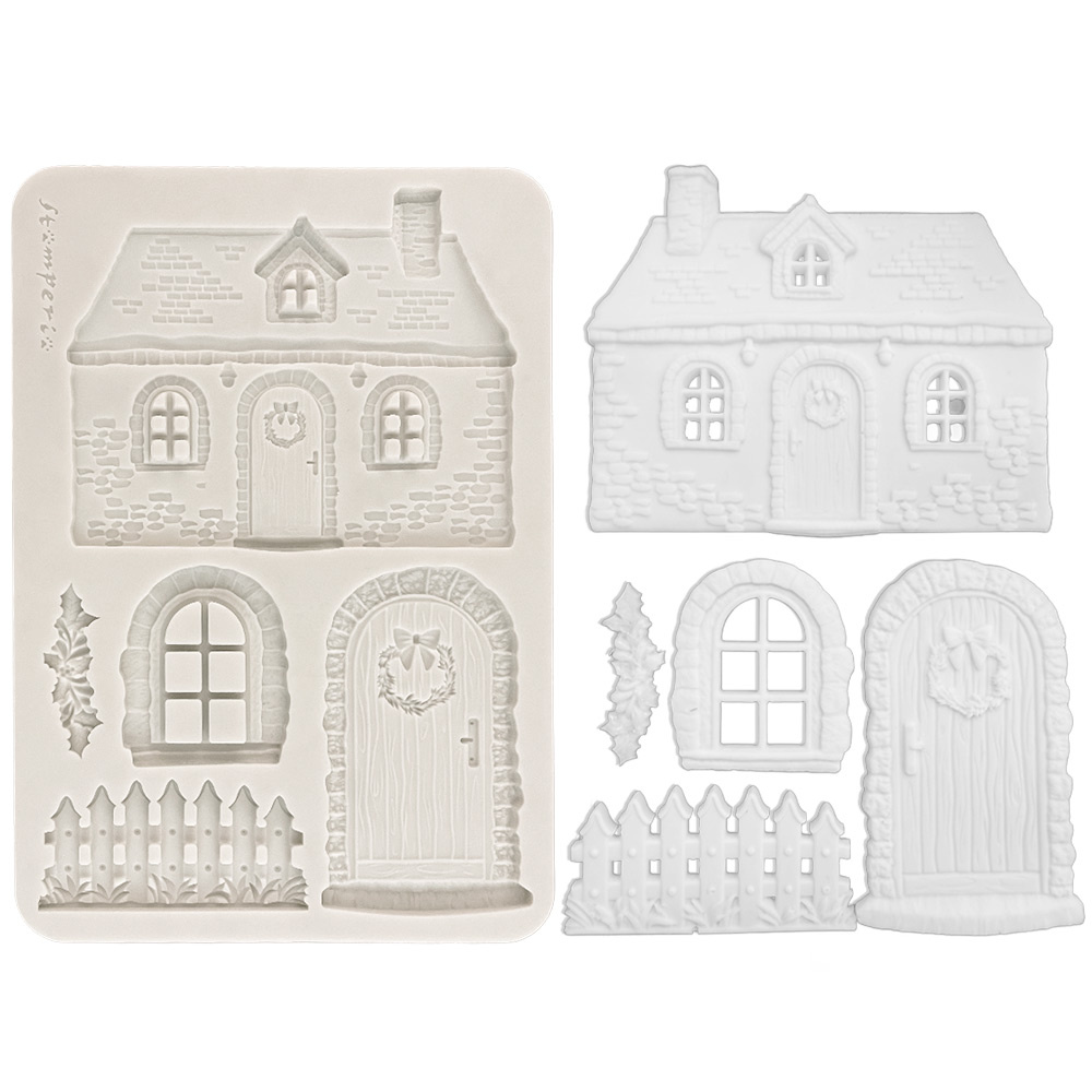Stamperia Silicon mould Designs A5 for Art and Craft - Christmas cottage