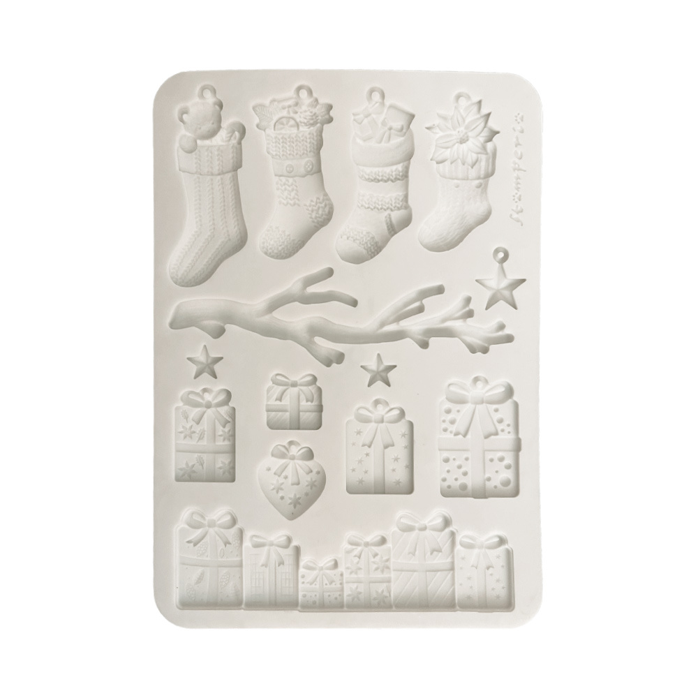 Stamperia Silicon mould Designs A5 for Art and Craft - Christmas socks and presents