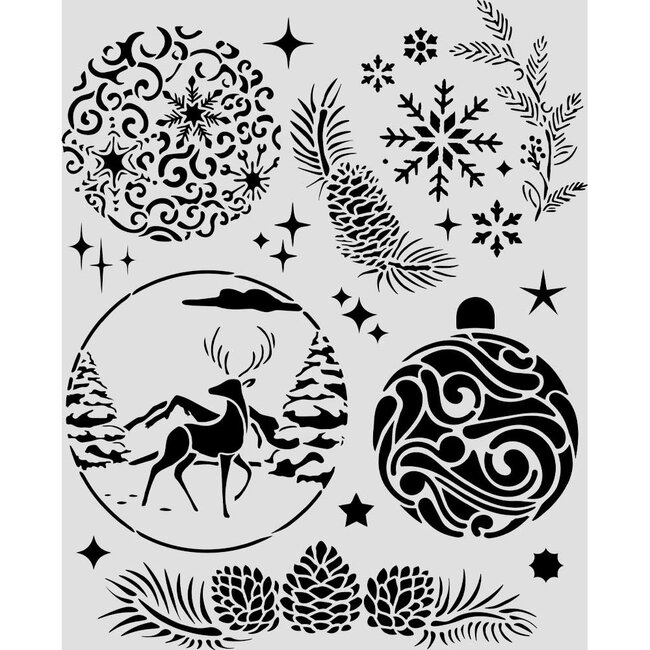 Stamperia Cut laser stencil for Art and Craft cm 20X25 - Christmas balls