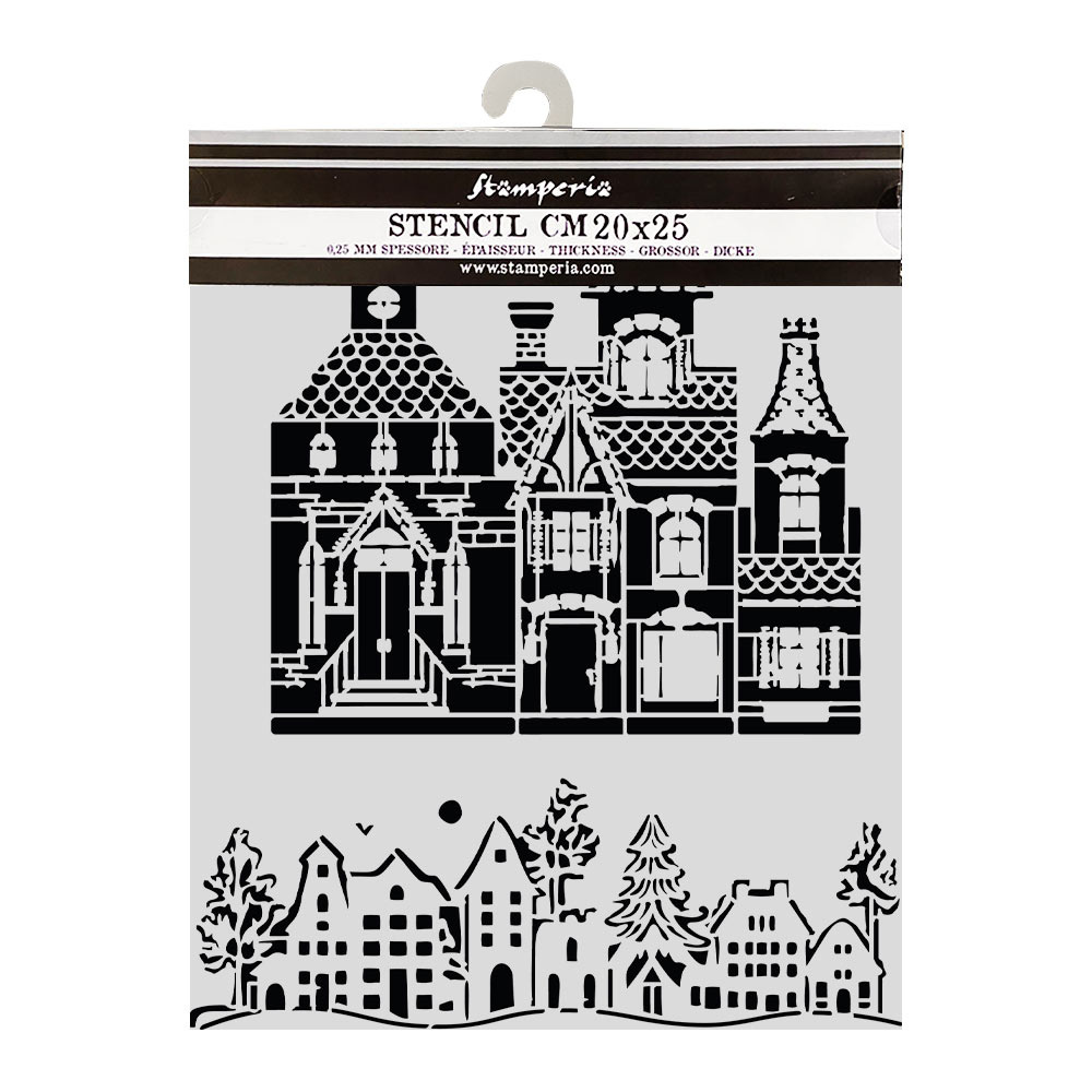 Stamperia Cut laser stencil for Art and Craft cm 20X25 - Christmas house