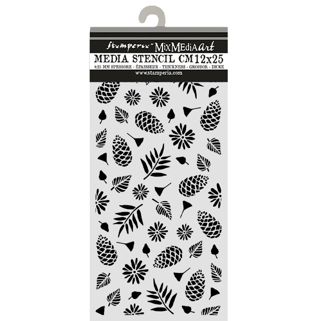 Stamperia Cut laser stencil for Art and Craft cm 12X25 - Christmas pinecones pattern