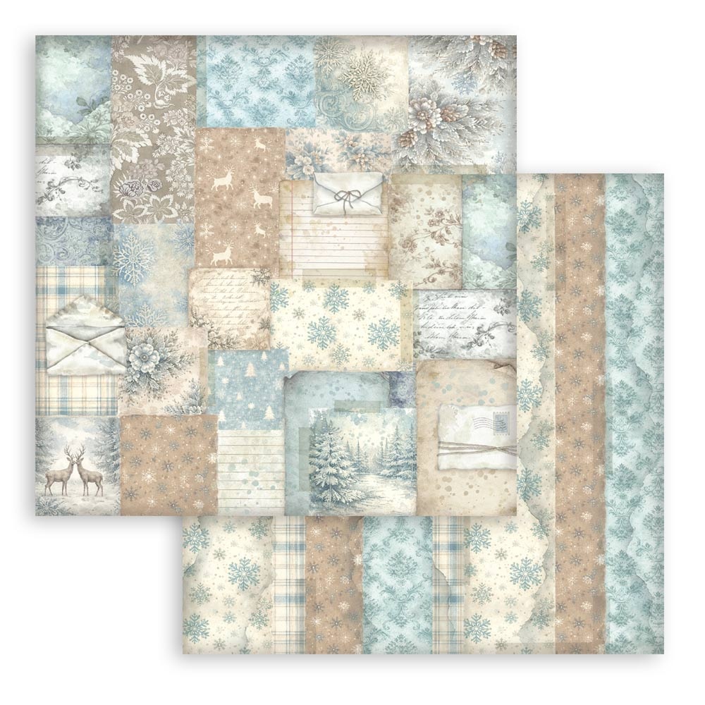 Stamperia Scrapbooking Printed Pad for Art and Craft 10 sheets cm 30,5x30,5 (12"x12") Backgrounds - White Christmas